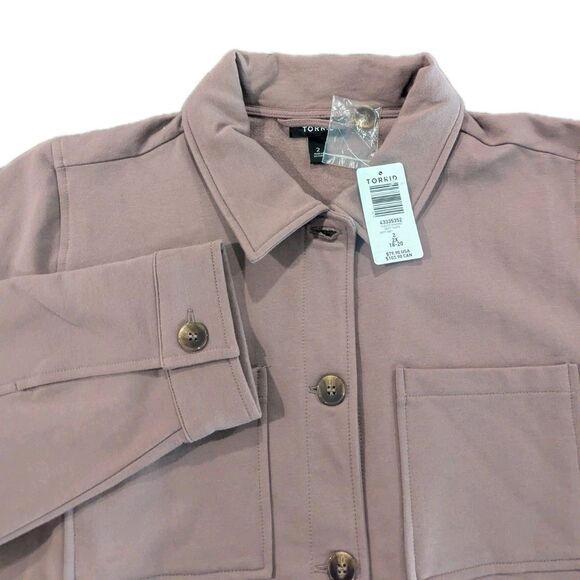 NWT Torrid Fleece Brown Trucker Shacket Jacket Coat W Pockets Buttons Sz 2 Or 2X - Picture 1 of 7